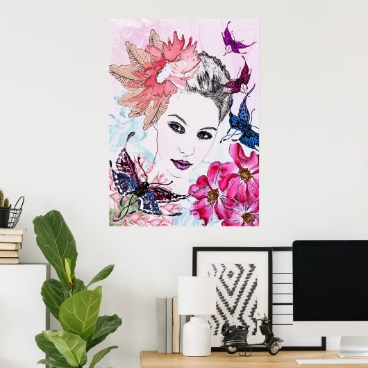 ze komt met de zon boven poster (Thuiskantoor)