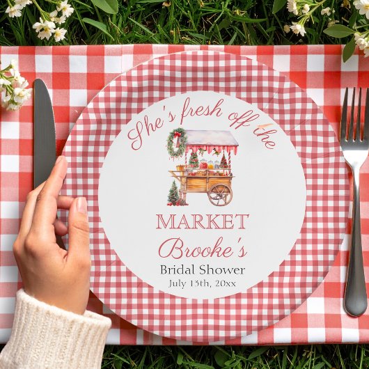 Ze komt net van de markt Kerst Bruidsdouche Papieren Bordje