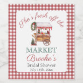 Ze komt net van de markt Kerst Bruidsfeest Wijn Etiket (Enkel label)