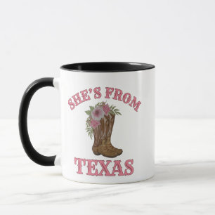 Ze komt uit Texas, Cowgirl-laarzen met bloemen Mok