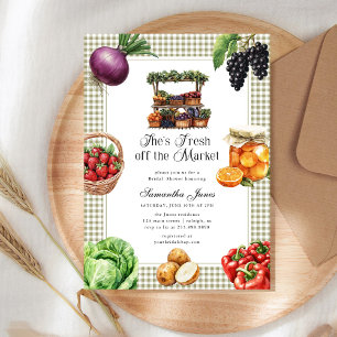 Ze komt zojuist van de markt Gingham Bruidsdiner Kaart