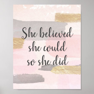 ZE KON ZIEN DAT ZE EEN Pink Gold Quote KON PLAATSE Poster