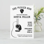 Ze koos hem! Gitaar en pick Vrijgezellenfeest Kaart (Staand voorkant)