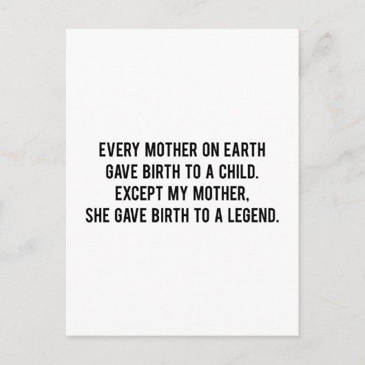 Ze kreeg de geboorte van een legende briefkaart (Voorkant)