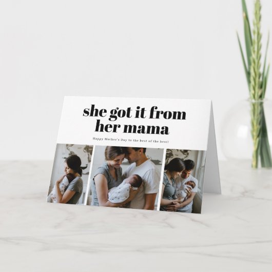 Ze kreeg het van haar mama foto Moederdag kaart (Voorkant)