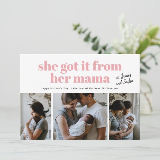 Ze kreeg het van haar Moederdag kaart met mamma fo (Staand voorkant)