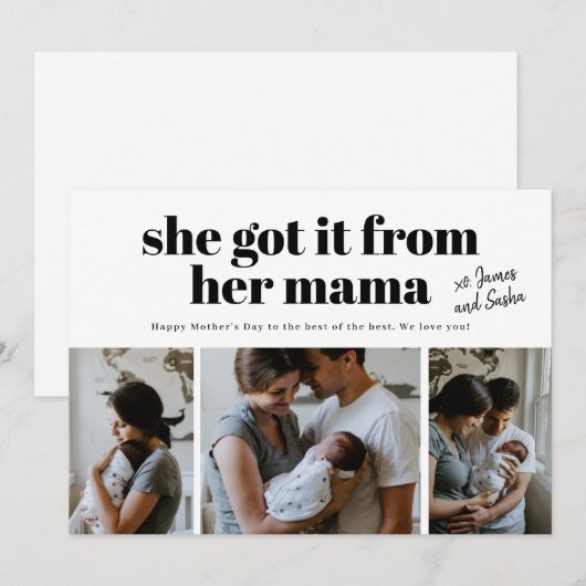 Ze kreeg het van haar Moederdag kaart met mamma fo (Voorkant / Achterkant)