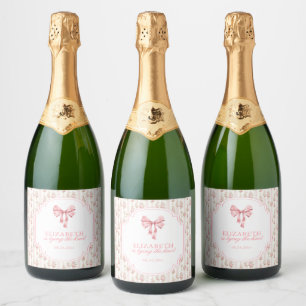 Ze Krijgt de Knoop Aan Coquette Strik Bruidsfeest Sparkling Wijnetiket