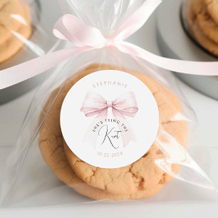 Ze Krijgt de Knoop Aangetrokken Bruidsborrel Ronde Sticker