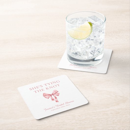 Ze Krijgt de Knoop Aangetrokken Zacht Roze Coquett Kartonnen Onderzetters (Insitu)