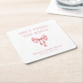 Ze Krijgt de Knoop Aangetrokken Zacht Roze Coquett Kartonnen Onderzetters (Schuin)