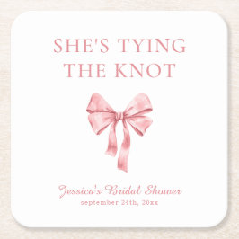 Ze Krijgt de Knoop Aangetrokken Zacht Roze Coquett Kartonnen Onderzetters