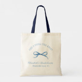 Ze Krijgt de Knoop Blauwe Strik Bachelorette  Tote Bag (Achterkant)