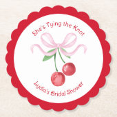 Ze Krijgt de Knoop Coquette Kers Bruiloftsfeest Kartonnen Onderzetters (Voorkant)