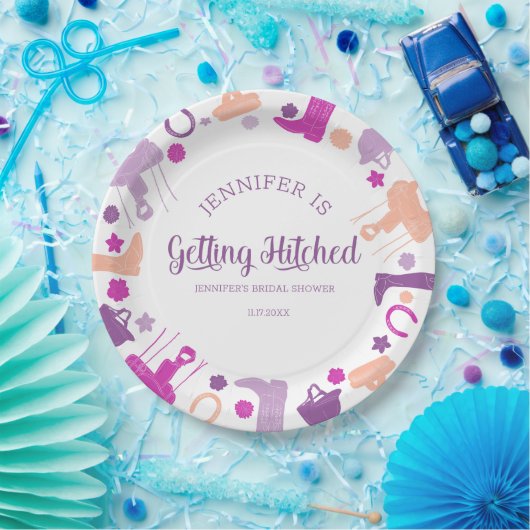 Ze krijgt gehitst Vrijgezellenfeest van de paarden Papieren Bordje (Feest)