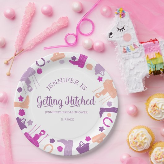 Ze krijgt gehitst Vrijgezellenfeest van de paarden Papieren Bordje (Feest)