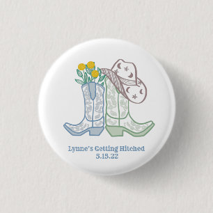 Ze krijgt Hitched Bachelorette Rodeo Cowgirl Ronde Button 3,2 Cm