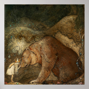 “Ze kuste de beer” door John Bauer Poster