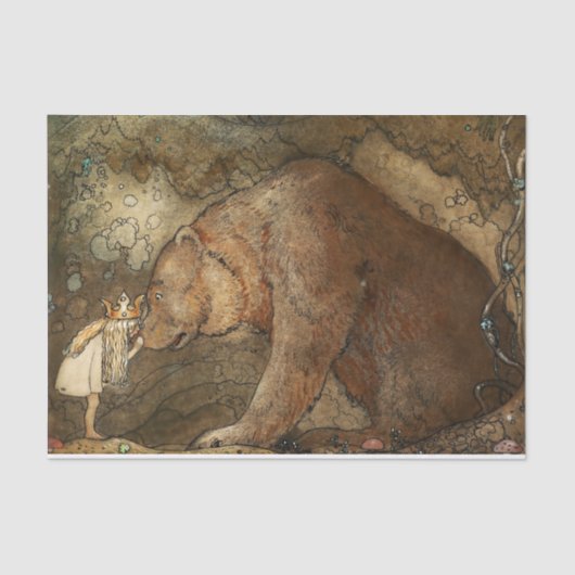 “Ze kuste de beer” door John Bauer Tissuepapier (Voorkant)
