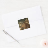 “Ze kuste de beer” door John Bauer Vierkante Sticker (Envelop)