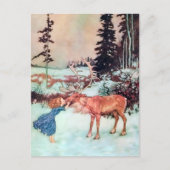 Ze kuste de rendiervis op het kerstfeest van de ne briefkaart (Voorkant)