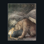 Ze kuste het Beer neus. Briefkaart<br><div class="desc">"Ze kuste het beer op de neus" een Vintage-foto van John Bauer van prinses Tuvstarr en het grote bruine beer.</div>