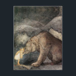 Ze kuste het Beer neus. Briefkaart<br><div class="desc">"Ze kuste het beer op de neus" een Vintage-foto van John Bauer van prinses Tuvstarr en het grote bruine beer.</div>