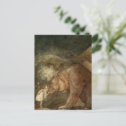 "Ze kuste het Beer" van John Bauer Briefkaart (Staand voorkant)