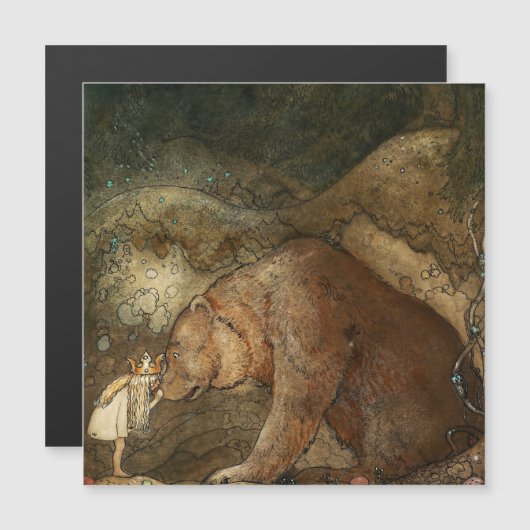 "Ze kuste het Beer" van John Bauer Magnetische Uitnodiging (Voorkant / Achterkant)