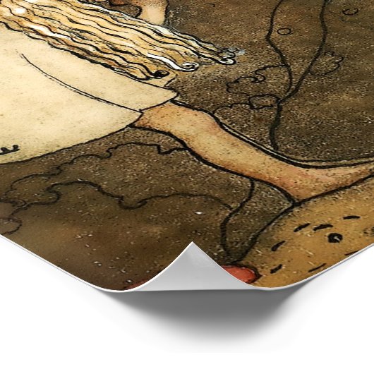 "Ze kuste het Beer" van John Bauer Poster (Hoek)