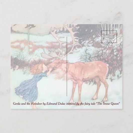 Ze kuste het rendier op de neus met Kerstmis Briefkaart (Achterkant)