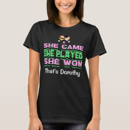 Ze kwam. Ze speelde. Ze won. Grappig shirt