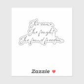 Ze kwam, ze vocht tegen de sticker van haar laptop (Vel)