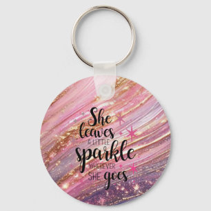 Ze Laat Een Beetje Glans Penseelstreken & Glitter Sleutelhanger