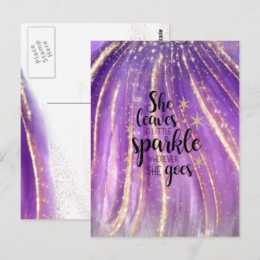 Ze laat een kleine luxe glitter achter briefkaart (Voorkant / Achterkant)