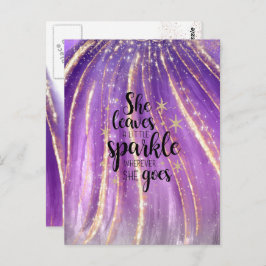 Ze laat een kleine luxe glitter achter briefkaart