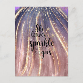 Ze laat een kleine luxe glitter achter briefkaart