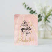 Ze laat een kleine luxe op maat achter briefkaart (Staand voorkant)