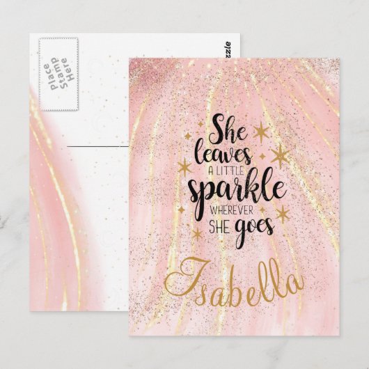 Ze laat een kleine luxe op maat achter briefkaart (Voorkant / Achterkant)