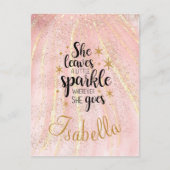 Ze laat een kleine luxe op maat achter briefkaart (Voorkant)