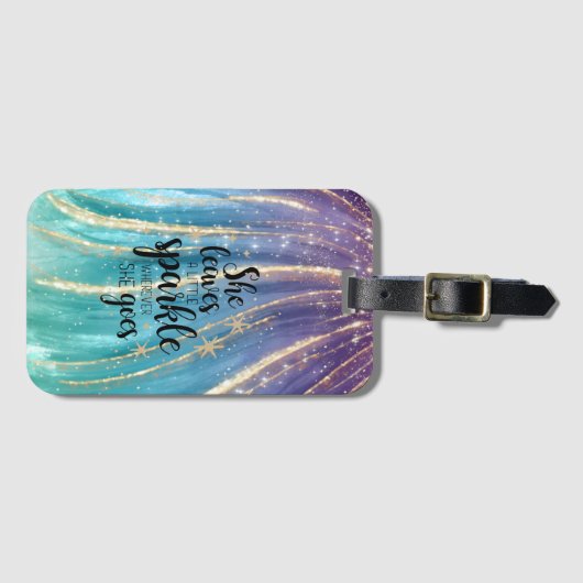 Ze laat een kleine penseelpenselen achter en glitt bagagelabel (Voorkant (horizontaal))