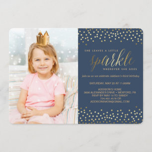 Ze laat een kleine Sparkle KIDS VERJAARDAG UITNODI Kaart