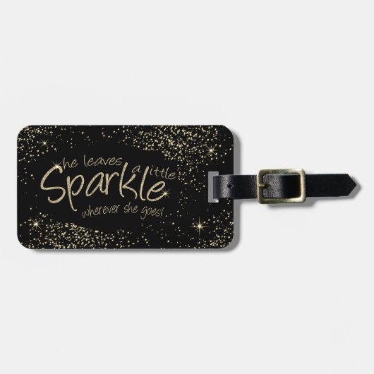 Ze laat een kleine vlek achter in goud en zwart bagagelabel (Voorkant horizontaal)