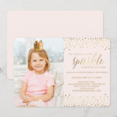 Ze laat een Little Sparkle® VERJAARDAG UITNODIGING (Voorkant / Achterkant)