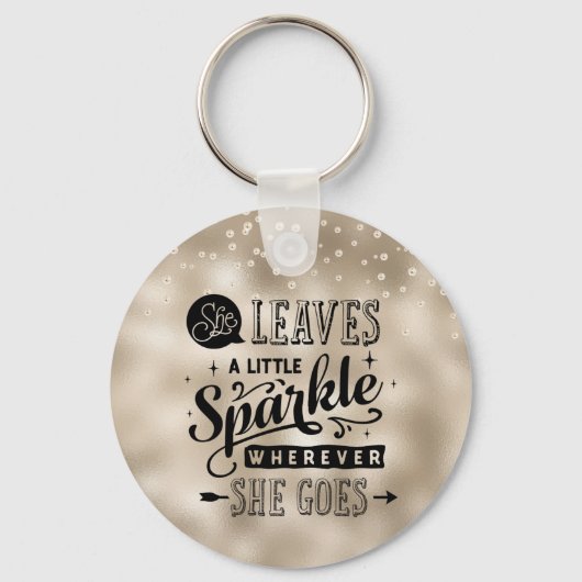 Ze laat een pekeltje achter op goud en parels sleutelhanger (Voorkant)