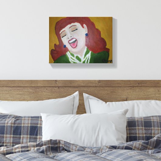 Ze lachte canvas afdruk (Insitu (Slaapkamer))