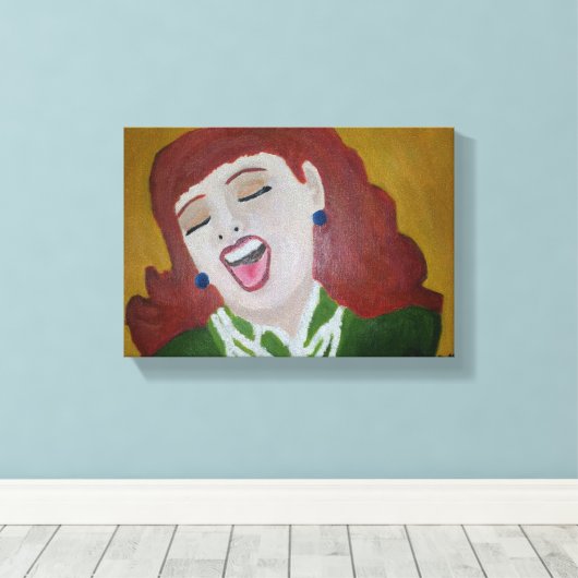 Ze lachte canvas afdruk (Insitu (Houten vloer))