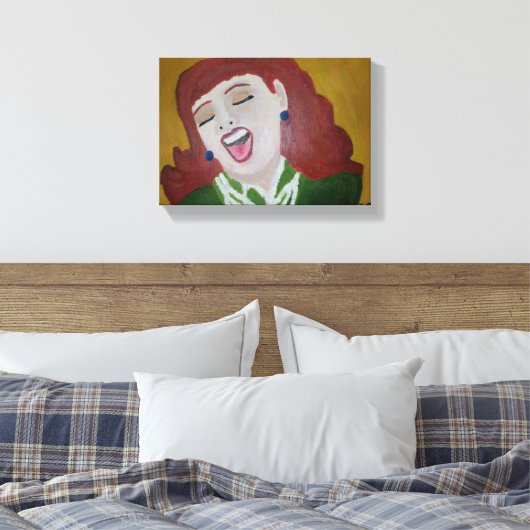 Ze lachte canvas afdruk (Insitu (Slaapkamer))