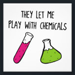 Ze laten me spelen met chemicaliën foto afdruk<br><div class="desc">Geloof het of niet, ze laten me spelen met gevaarlijke en vluchtige chemicaliën. Ze laten gewoon iedereen die tegenwoordig chemisch is. eng... Ik bedoel GEWELDIGE</div>