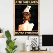 Ze leefde gelukkig altijd na de kat-verticale poster (Thuiskantoor)